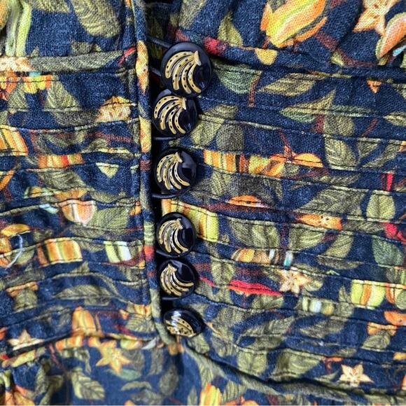 Farm Rio Star Fruit Linen Blend Yellow Black Mini Dress size XS - Picture 10 of 11